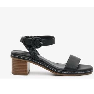 Splendid Anthropologie Black Sandals Size 9 Wrap Around Wood Comfort Block Heel